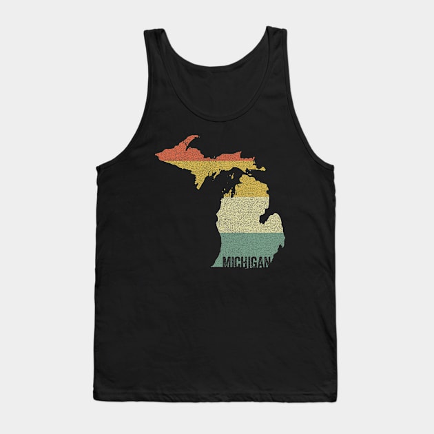 Vintage Sunset Retro Distressed Michigan Tank Top by Hashtagified